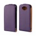 Samsung Galaxy Grand Neo i9060 - Genuine Leather Up Down Flip Protective Phone Cover Case - Purple